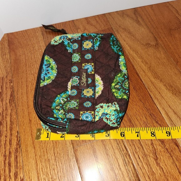 Longaberger Sisters Lexie Quilted Reversible Tote & Makeup Bag Adorn Brown Green - Picture 15 of 16